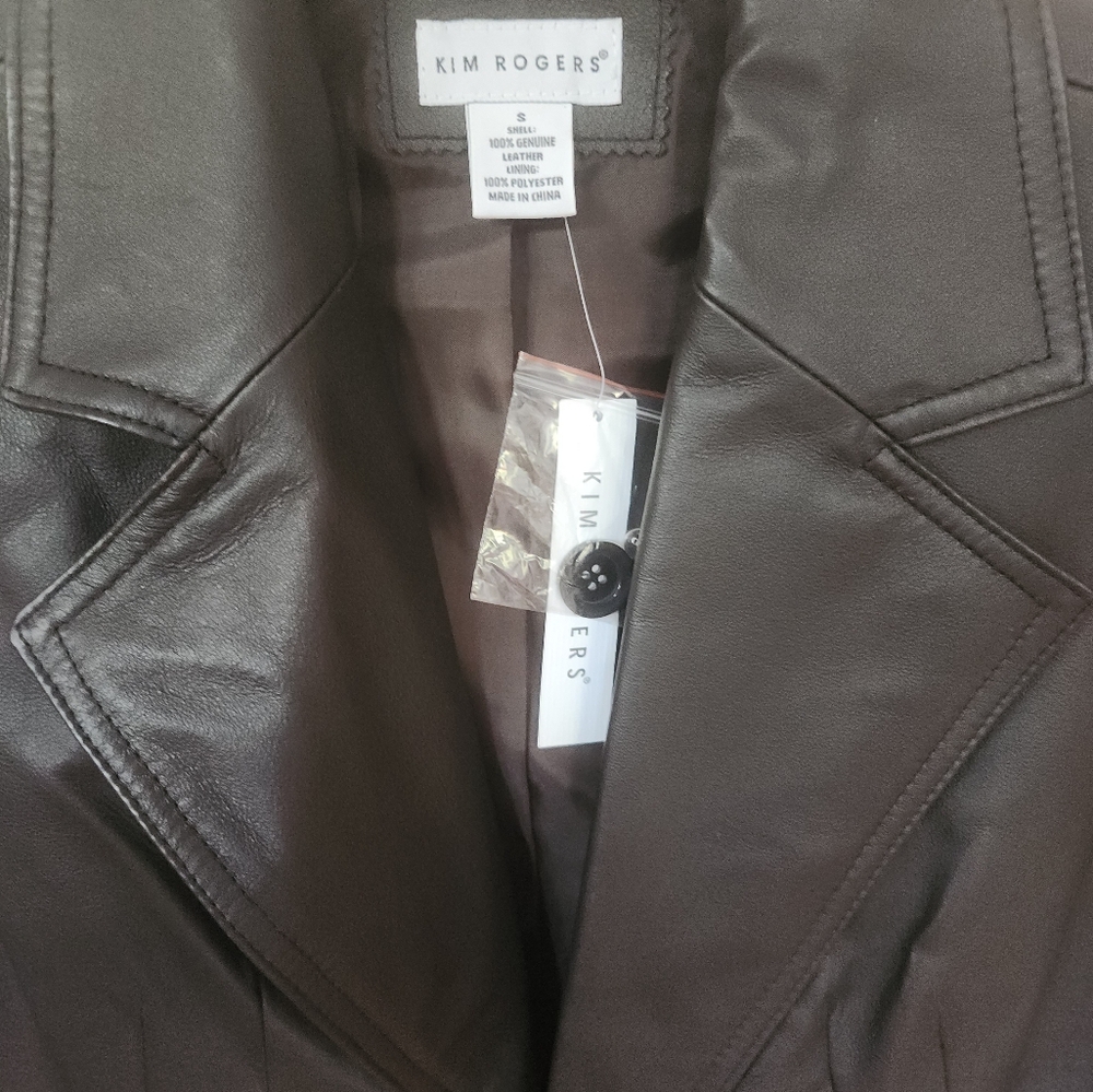 NWT Kim Rogers Women's Black Leather Blazer S - Picture 3 of 4